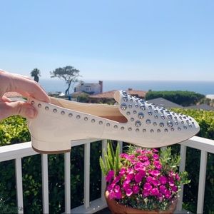 HALOGEN white loafers with silver details